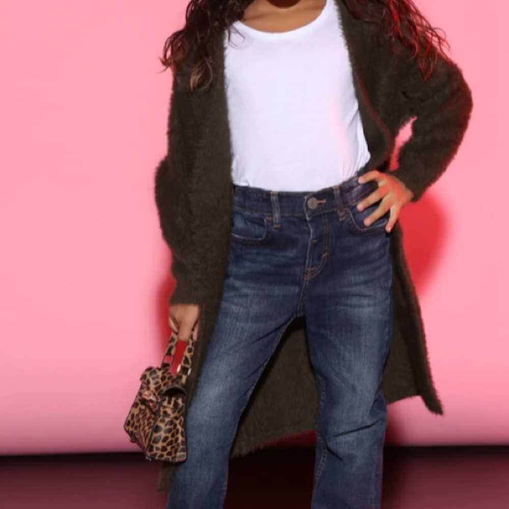 Girls Oversized Fuzzy Cardigan